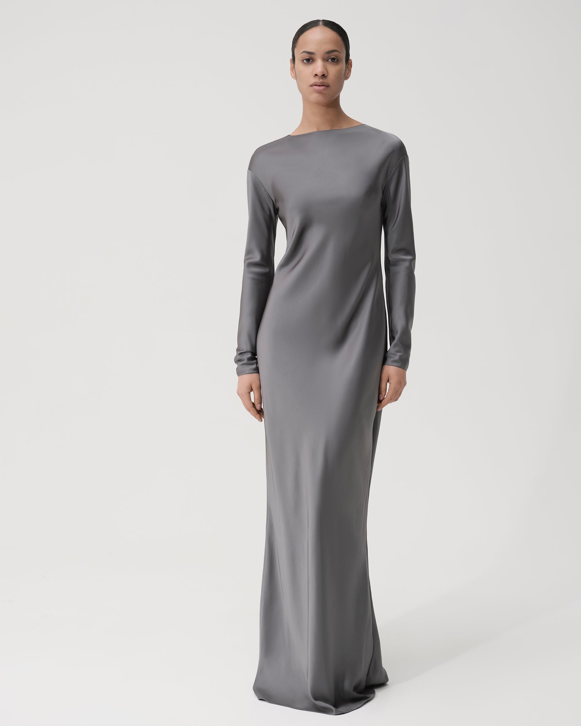 Satin Dress With Sleeves