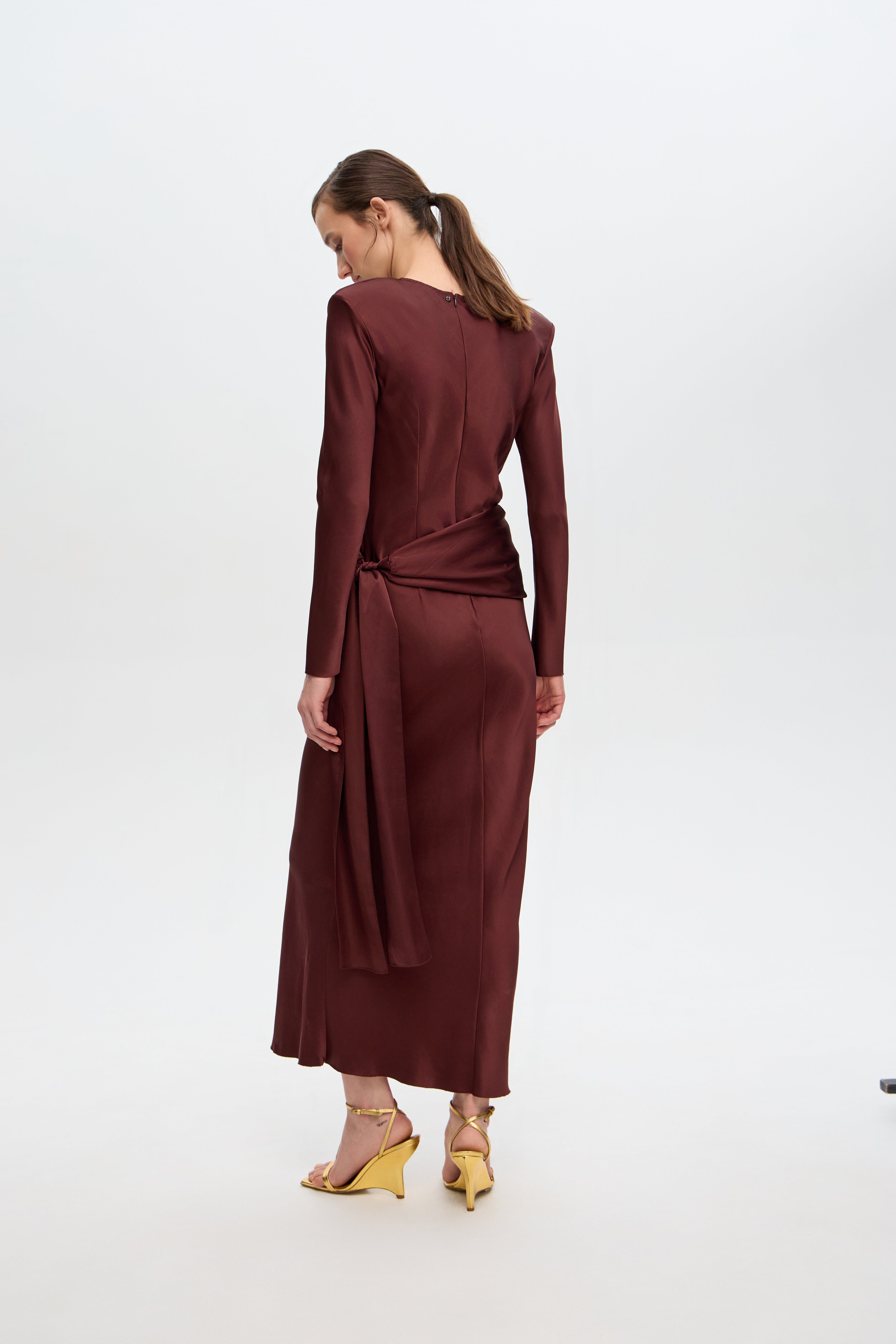 Marie satin belted dress