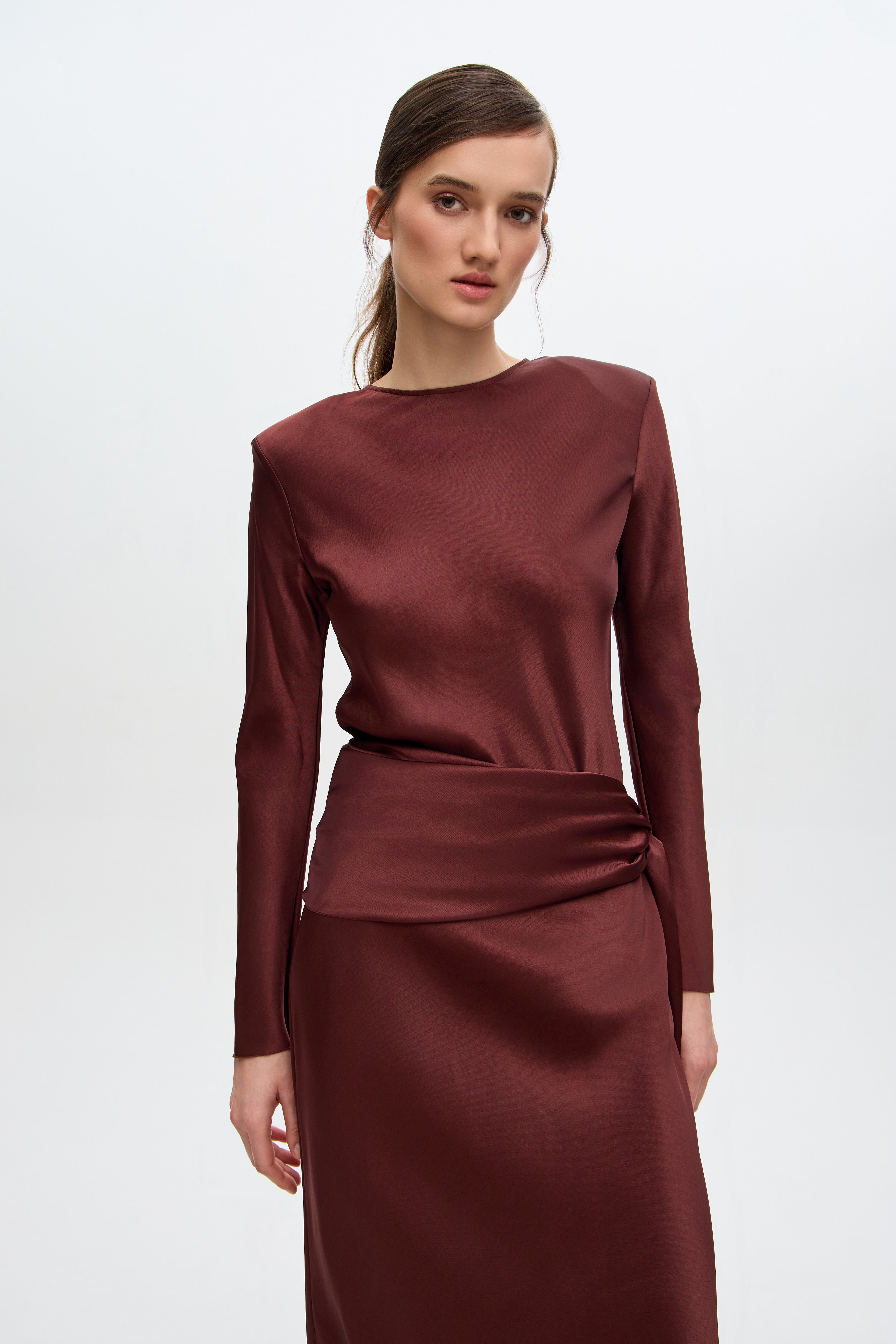 Marie satin belted dress