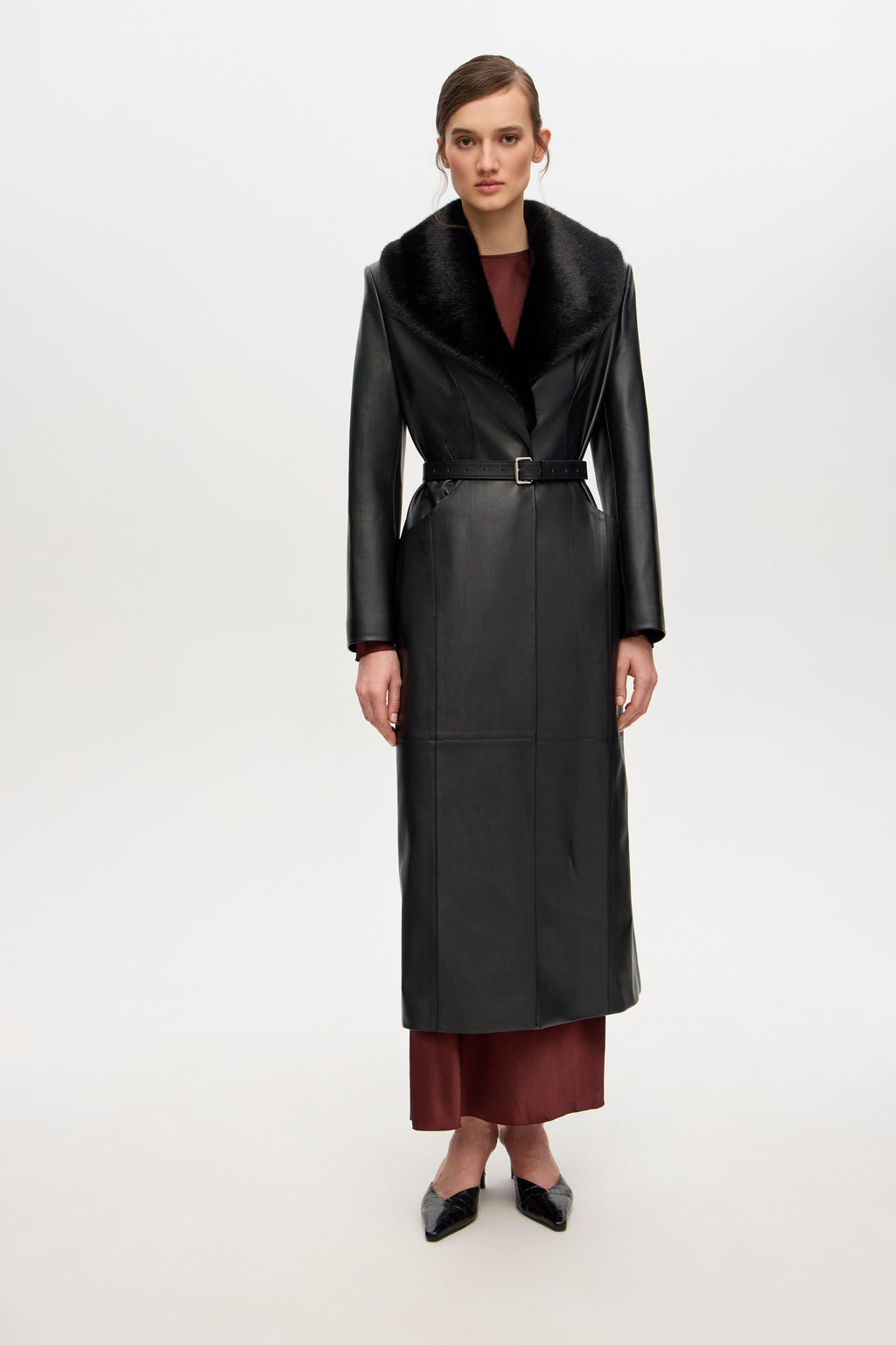 Fur collar coat