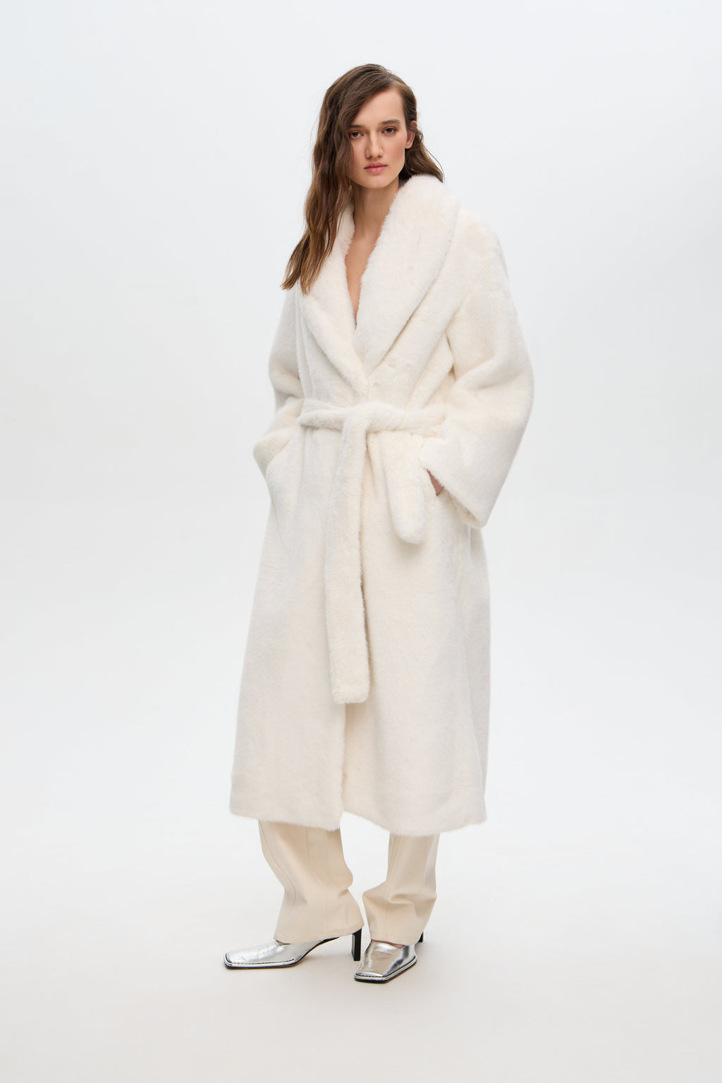 Shawl maxi fur coat