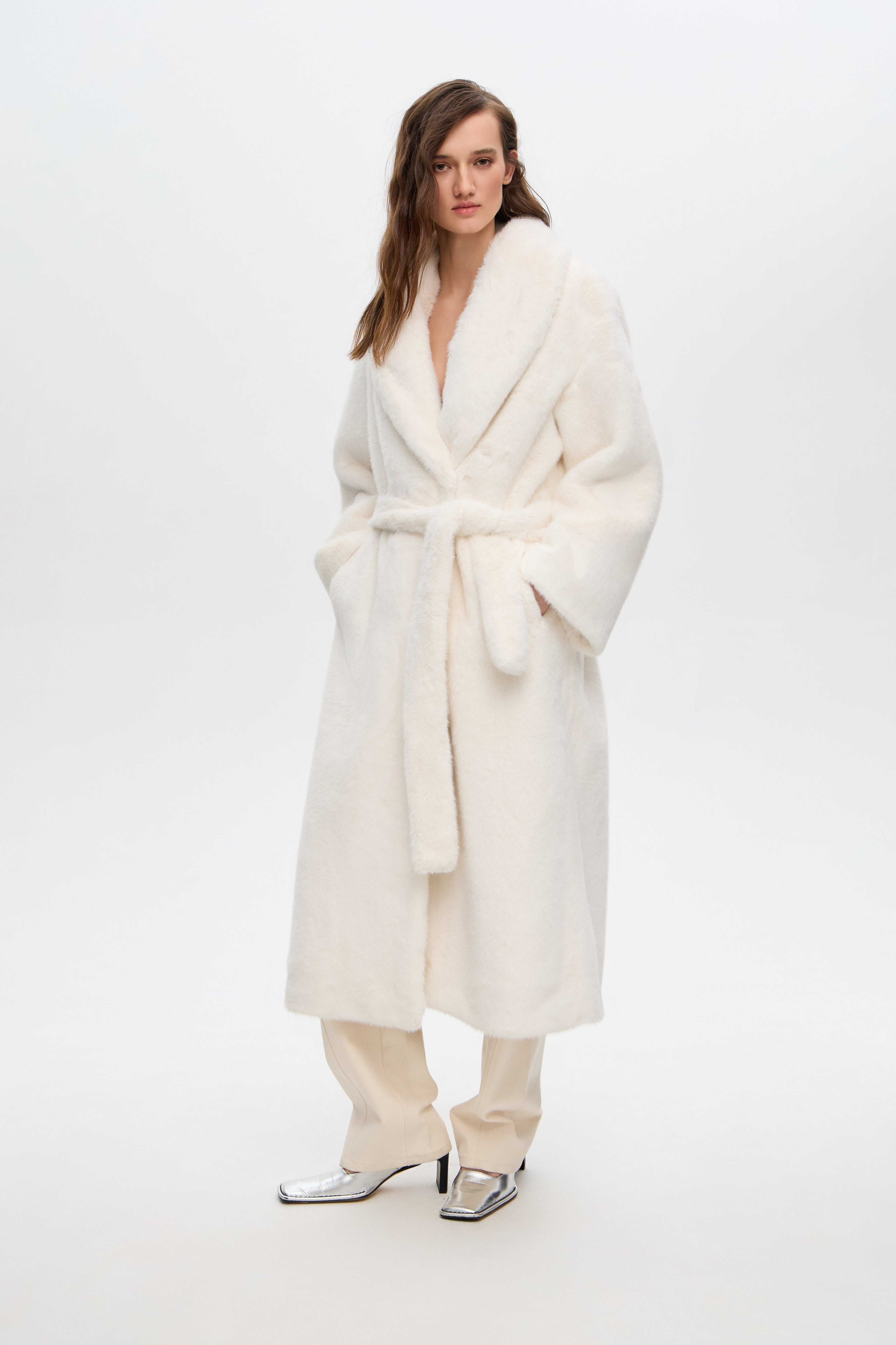 Shawl maxi fur coat