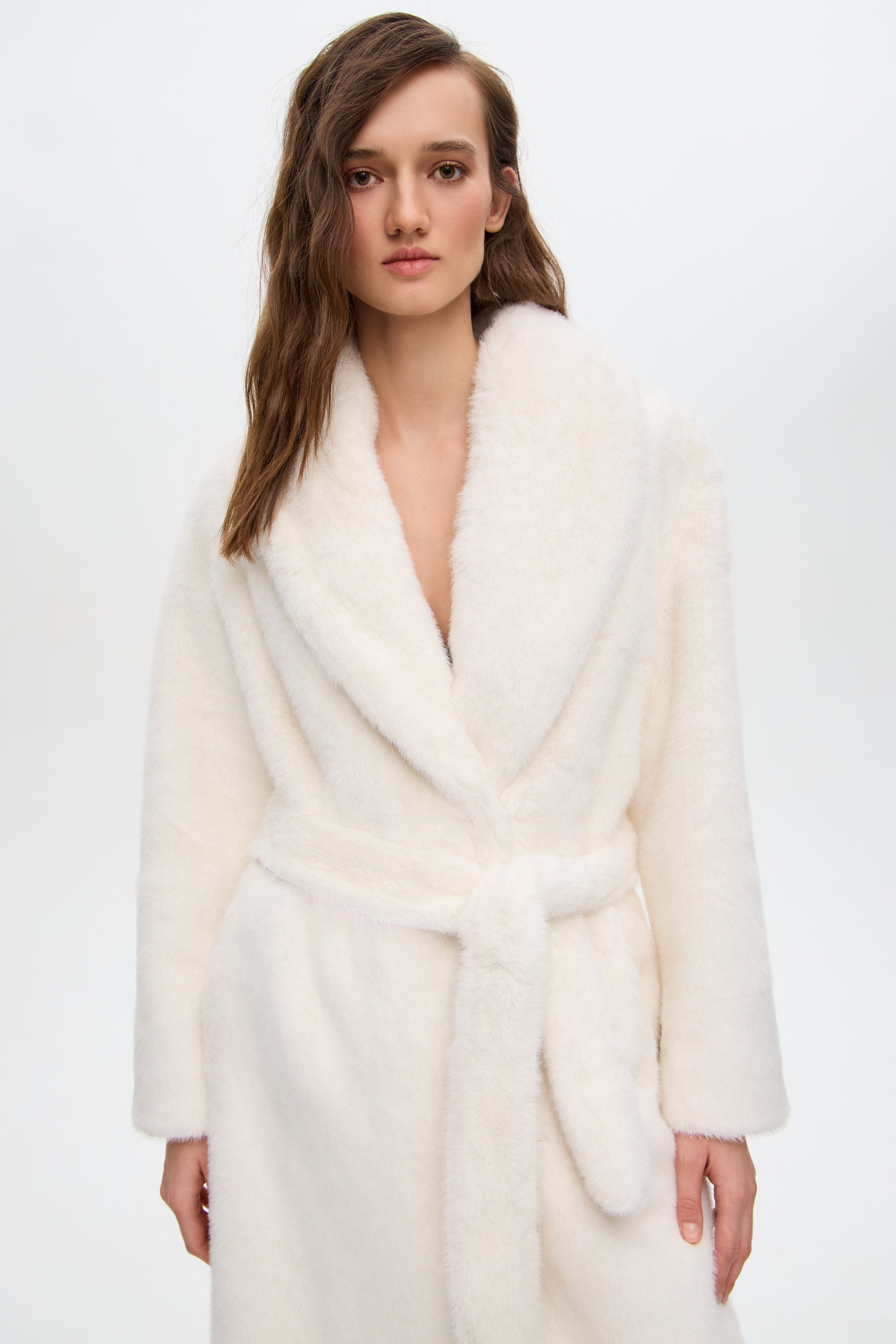 Shawl maxi fur coat
