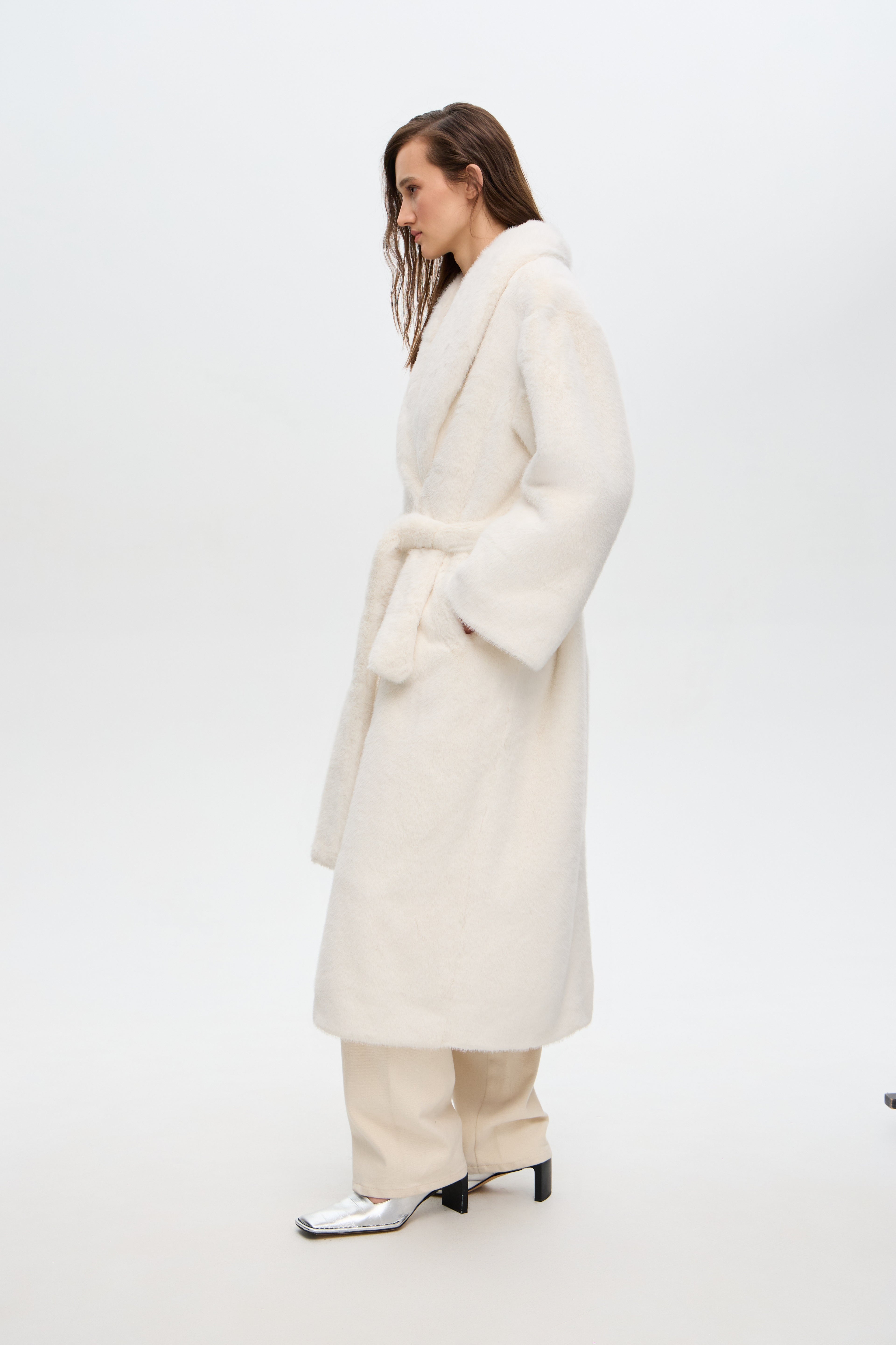 Shawl maxi fur coat