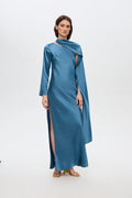 Paulina satin dress with scarf