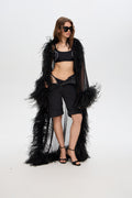 Sheer feathered robe