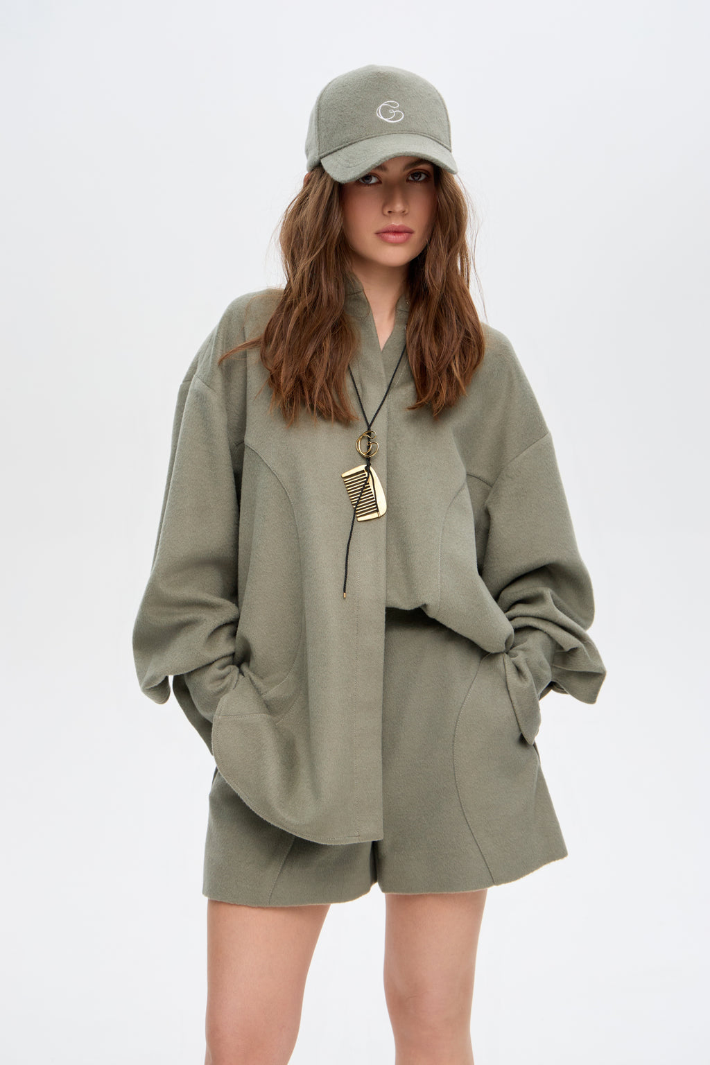 Cashmere shirt with scarf