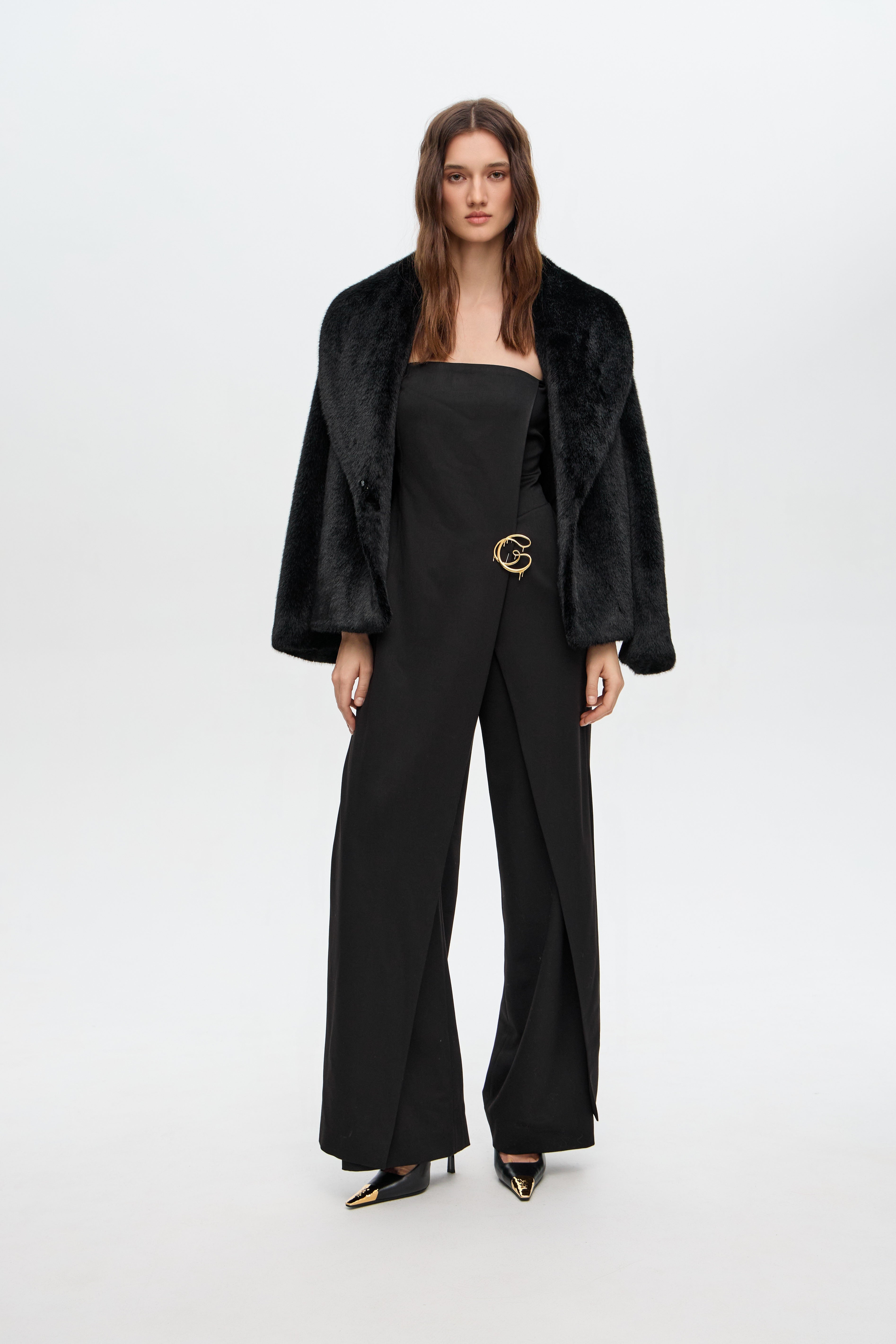 Shawl mini fur coat