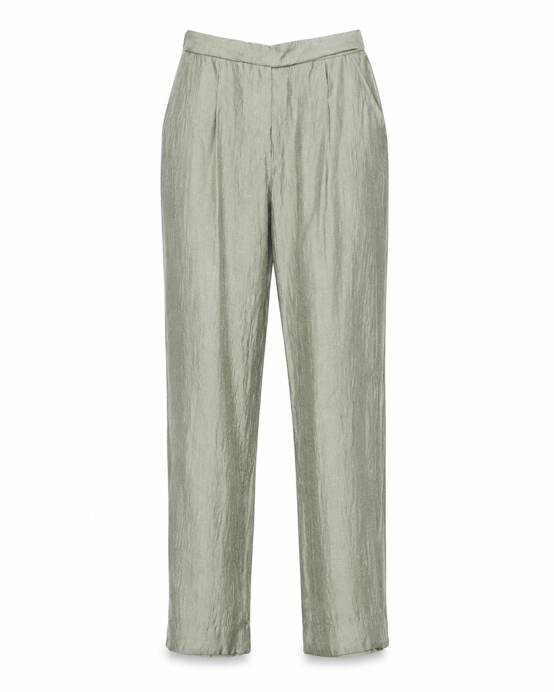 Classic trousers with offset waistband in green