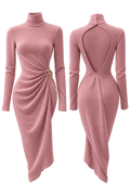 Pink long sleeve midi dress with G detail by GASANOVA