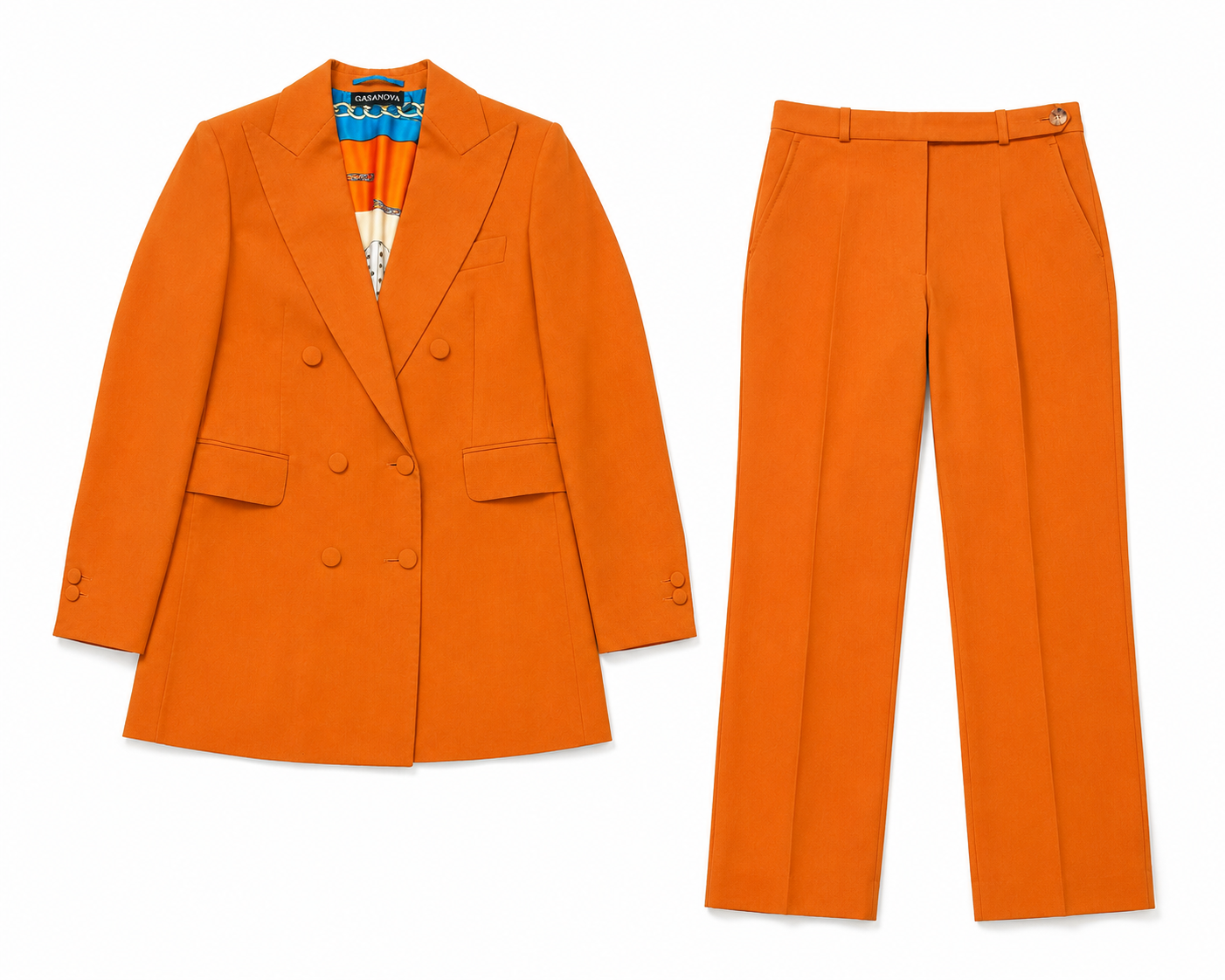 Handcrafted orange pantsuit by GASANOVA