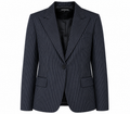 Black pinstripe handcrafted tailored blazer by GASANOVA