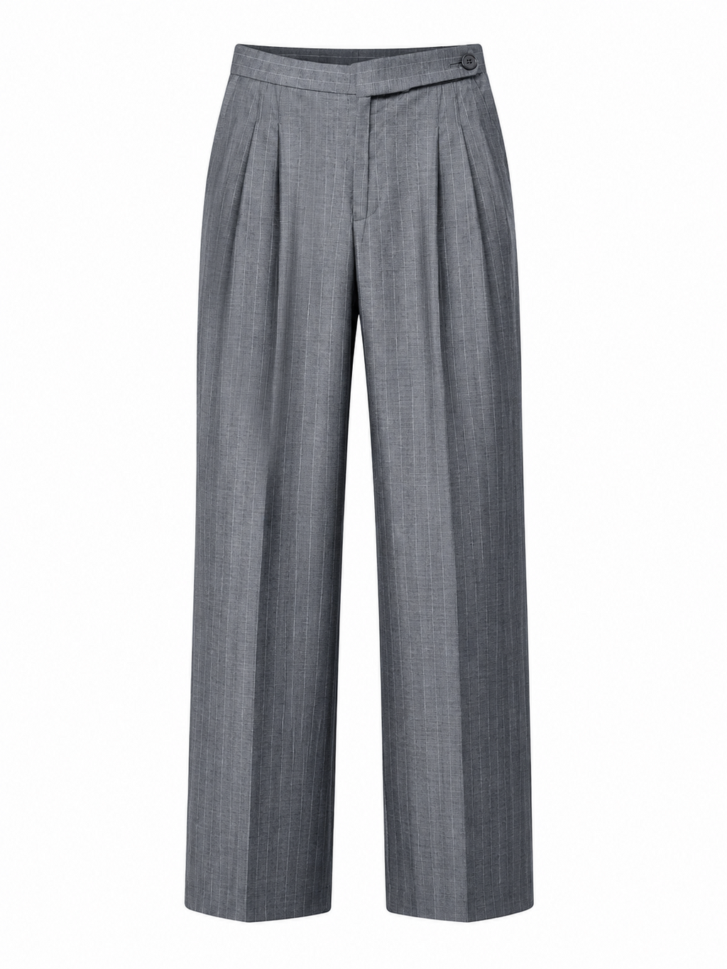 Gray pinstripe handcrafted tailored trousers by GASANOVA