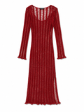 Red long sleeve openwork dress by GASANOVA