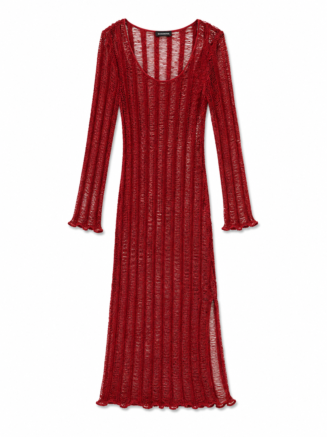 Red long sleeve openwork dress by GASANOVA