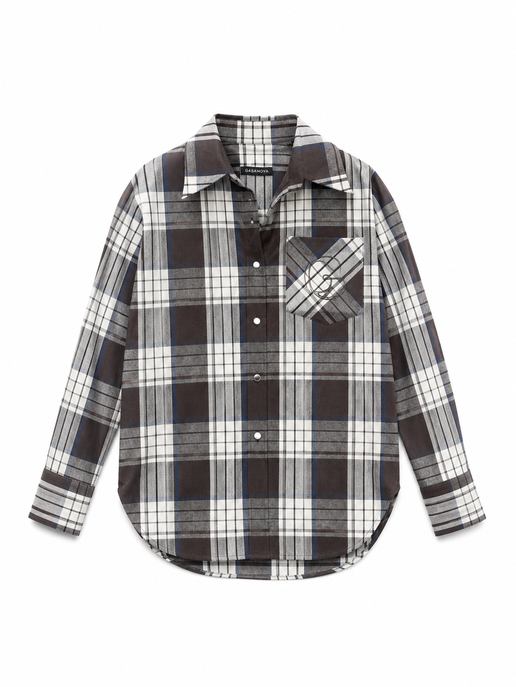 Brown plaid GASANOVA shirt with cut lines