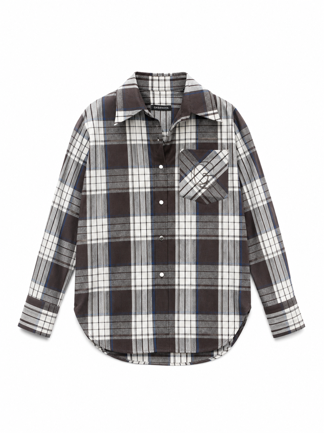 Brown plaid GASANOVA shirt with cut lines