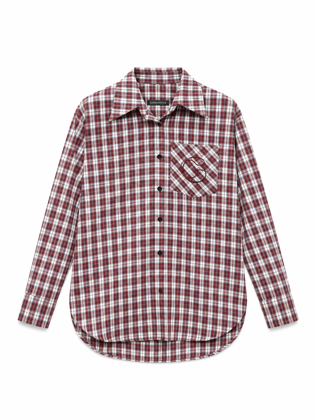 Burgundy plaid GASANOVA shirt with cut lines