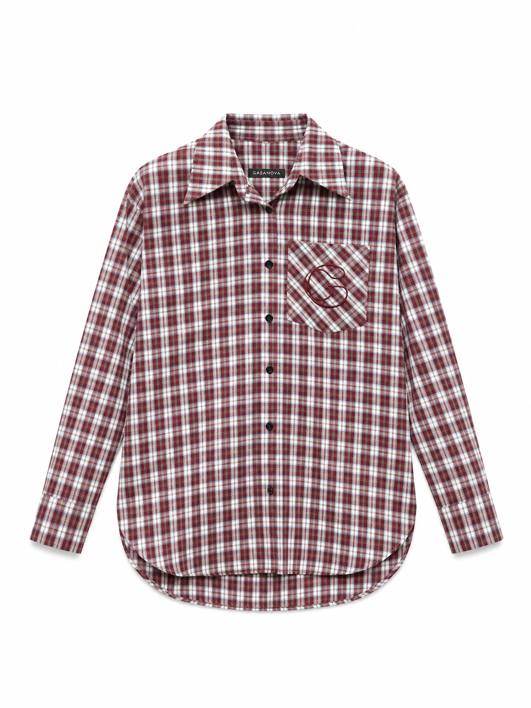 Burgundy plaid GASANOVA shirt with cut lines