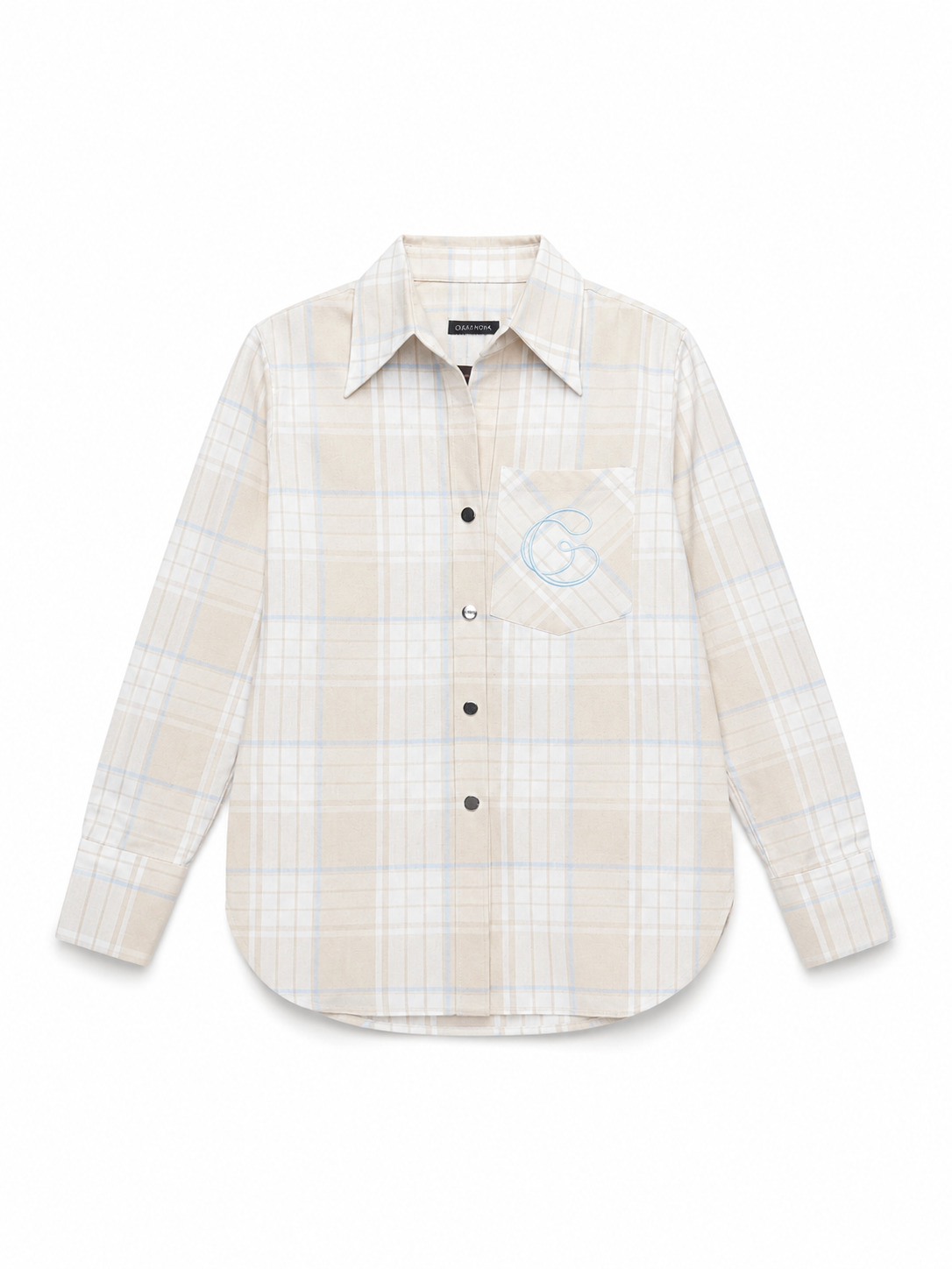 Milk plaid GASANOVA shirt with cut lines