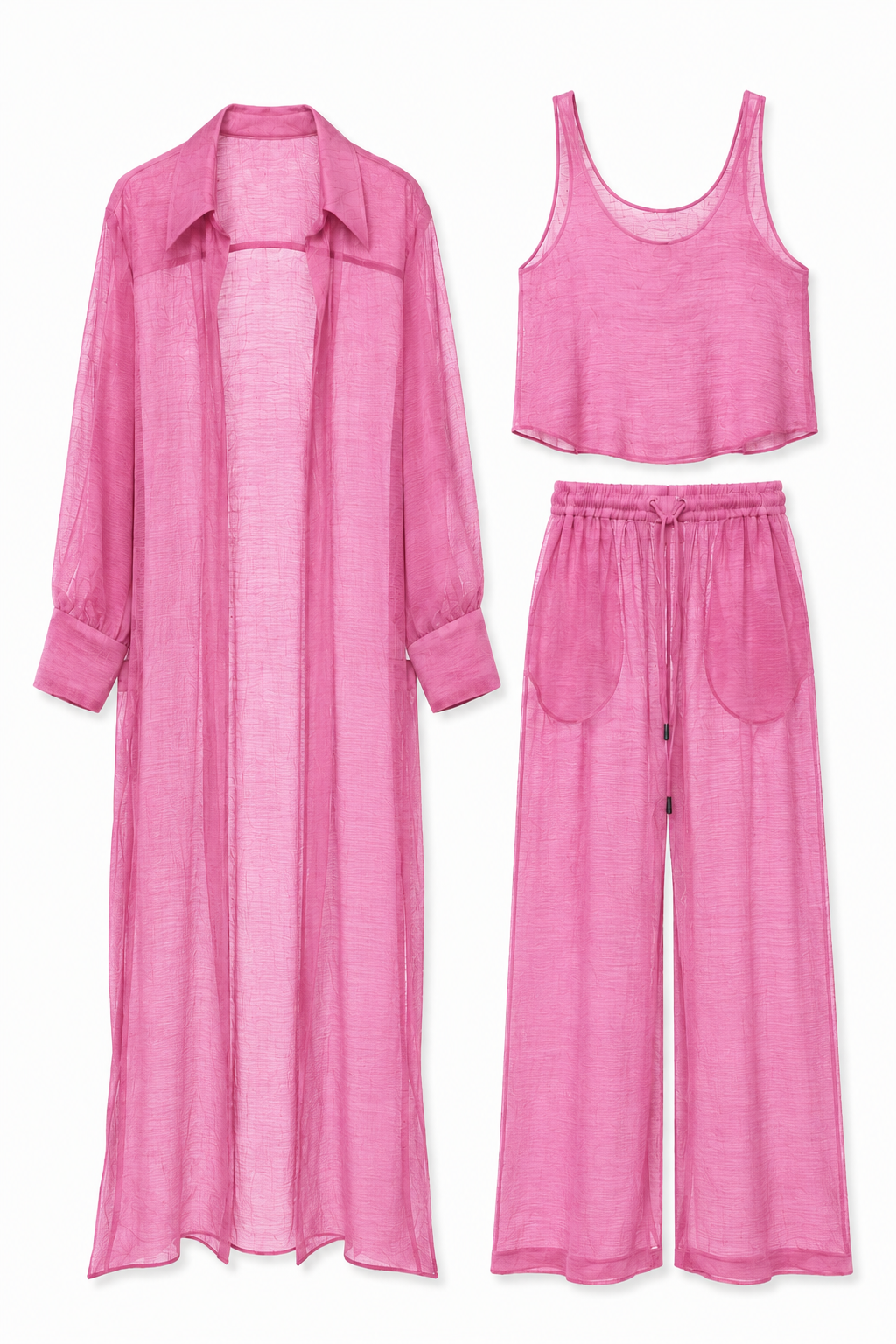 Raspberry sheer textured three-piece set by GASANOVA