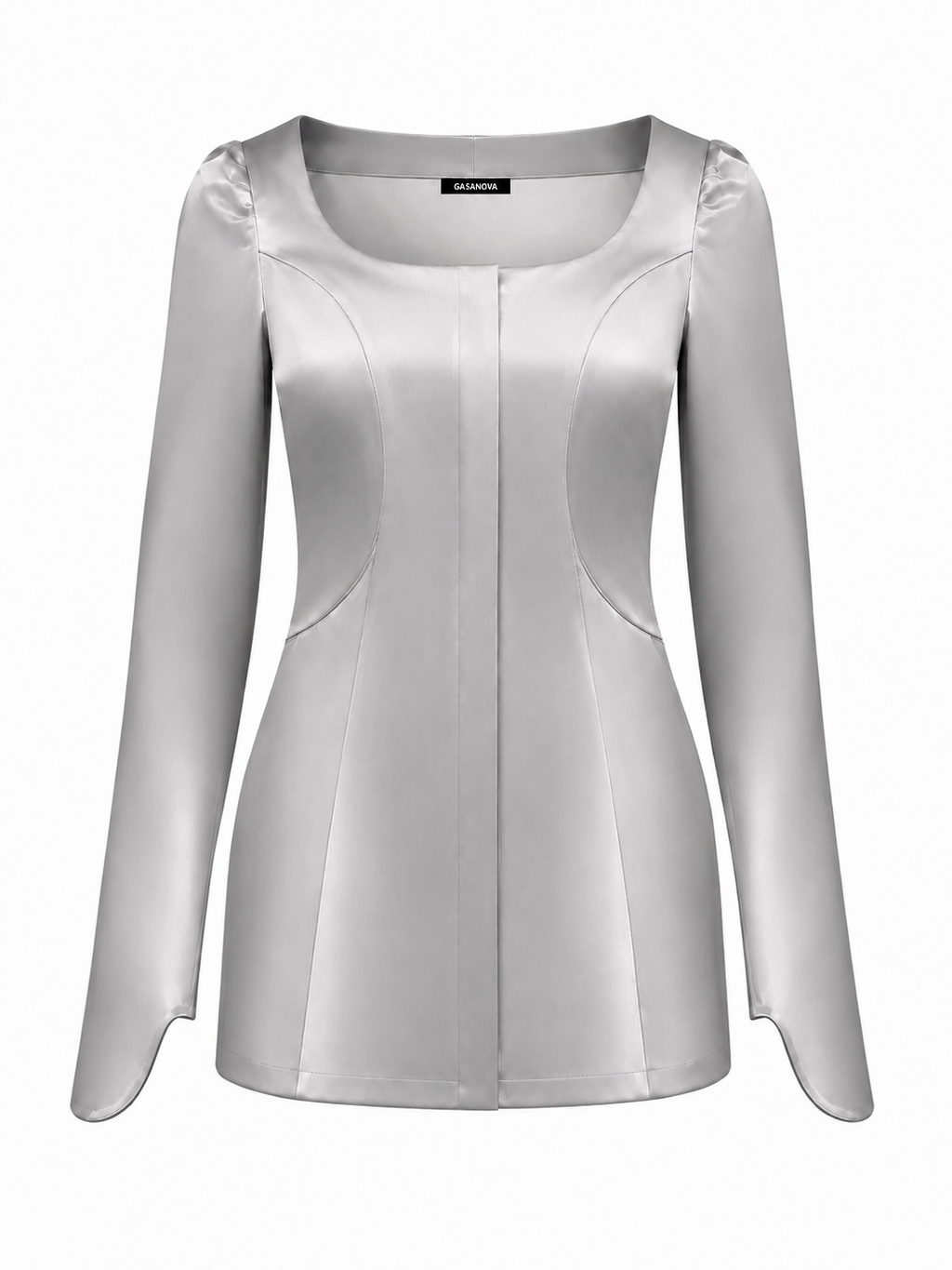 Gray square neck fitted blazer by GASANOVA