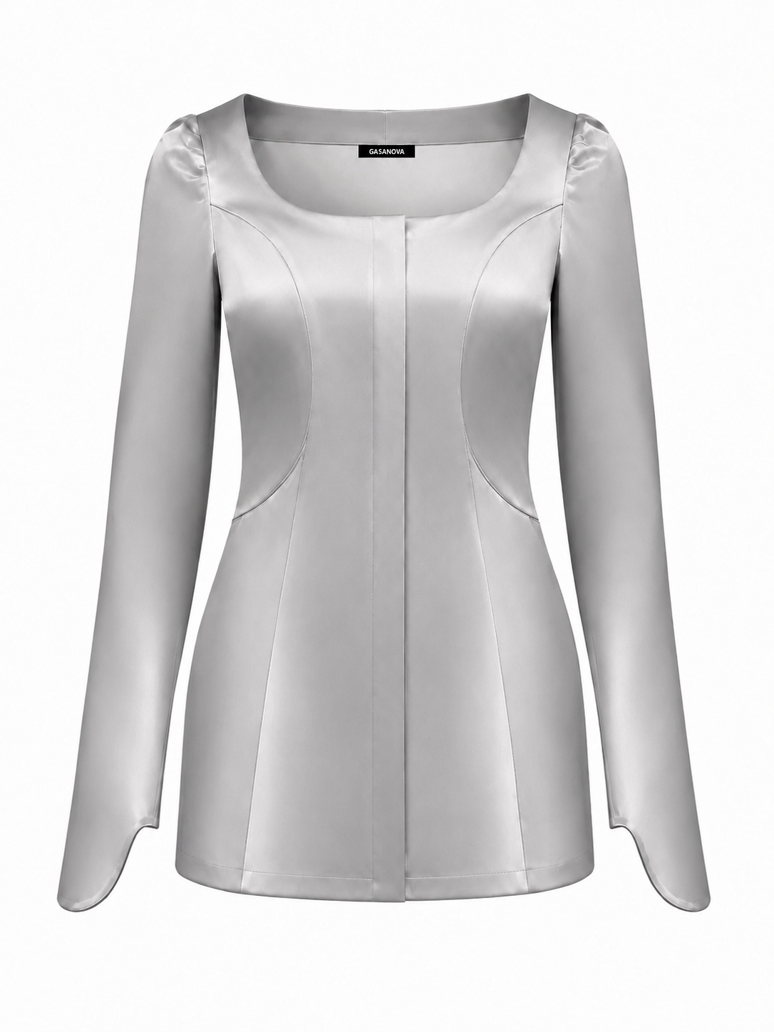 Gray square neck fitted blazer by GASANOVA