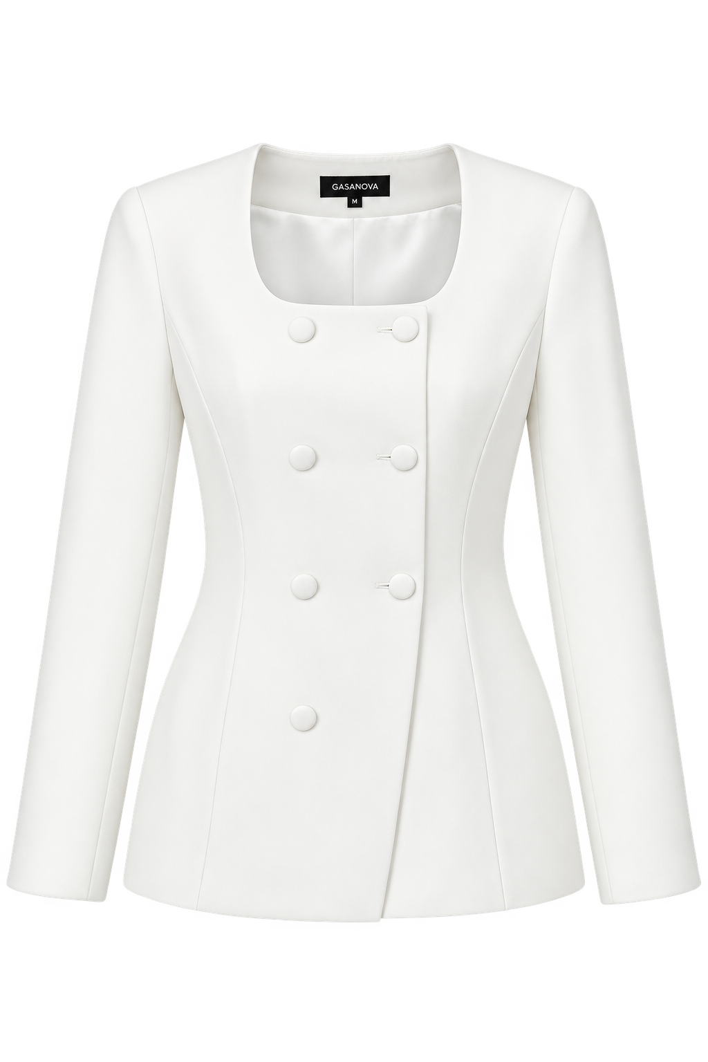 Milk square neck fitted blazer by GASANOVA