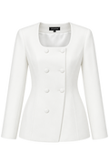 Milk square neck fitted blazer by GASANOVA