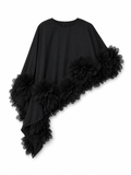 Black Yasia poncho with floral decoration by GASANOVA