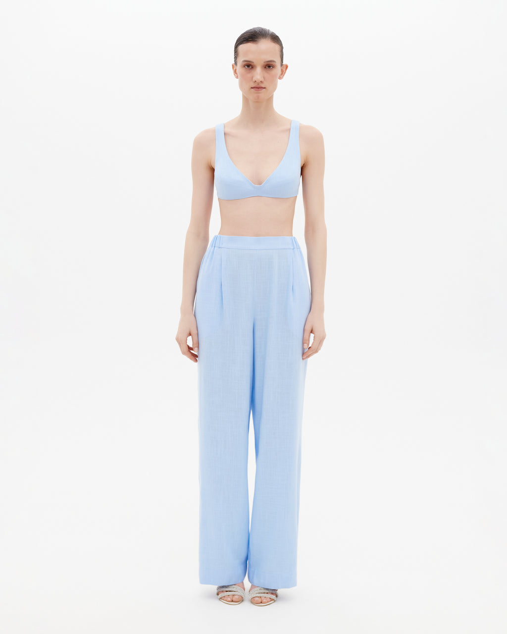 Linen Pants with Half-Elastic Waist