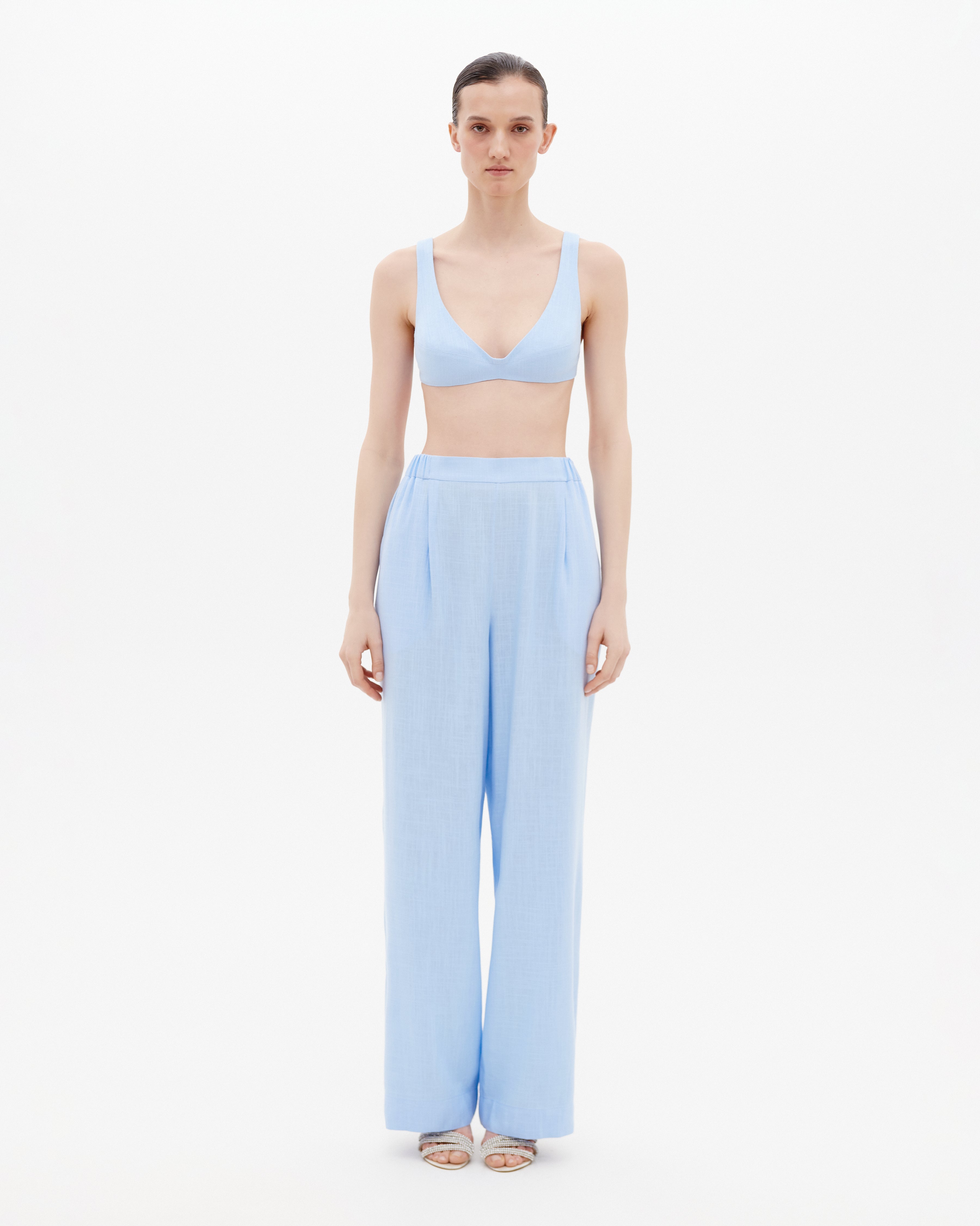 Linen Pants with Half-Elastic Waist