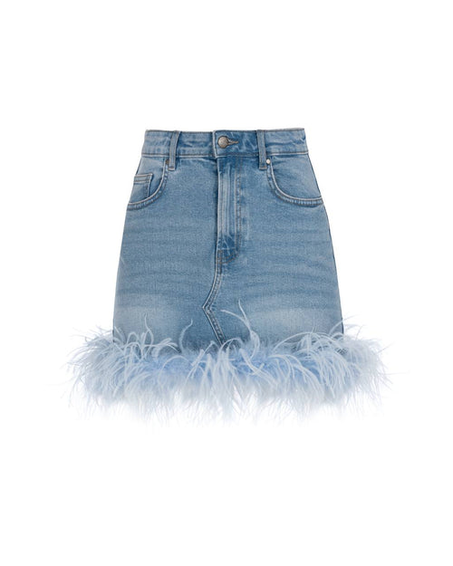 Denim Skirt with boa | GASANOVA