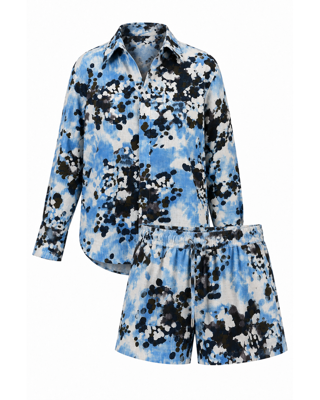 Linen Suit — Blue Tie-Dye