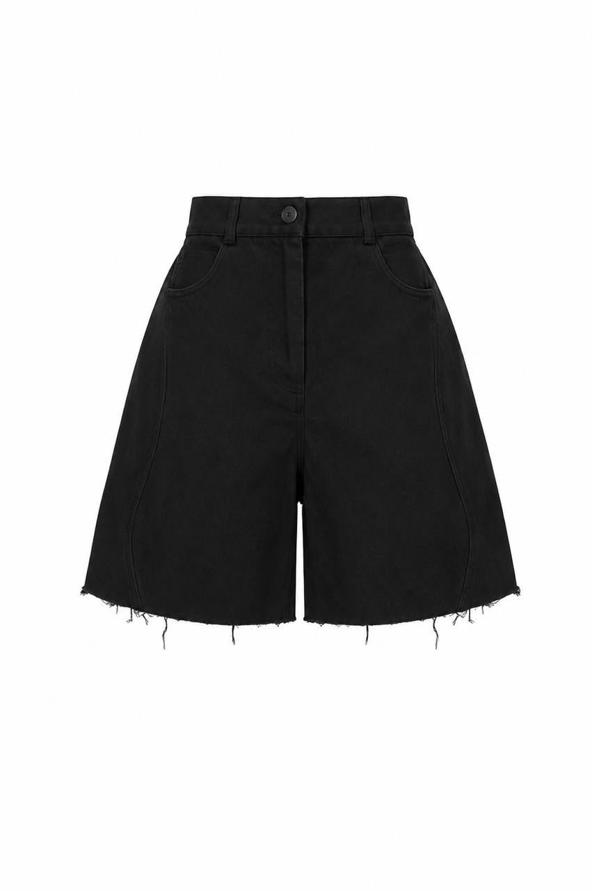 Wavy denim shorts