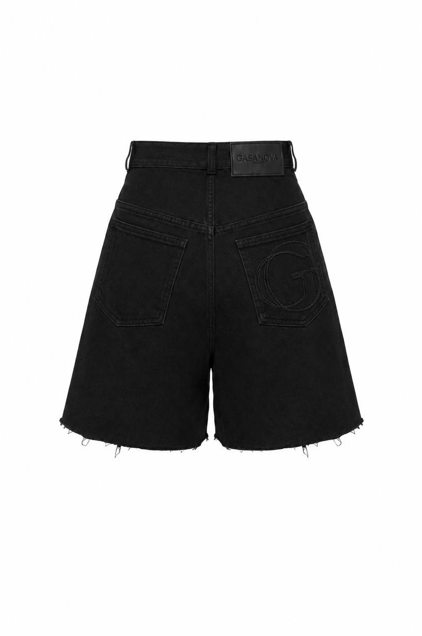 Wavy denim shorts