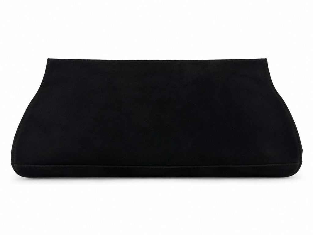 Suede Clutch — Black, back view