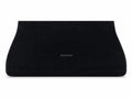 Suede Clutch — Black, front view with GASANOVA logo