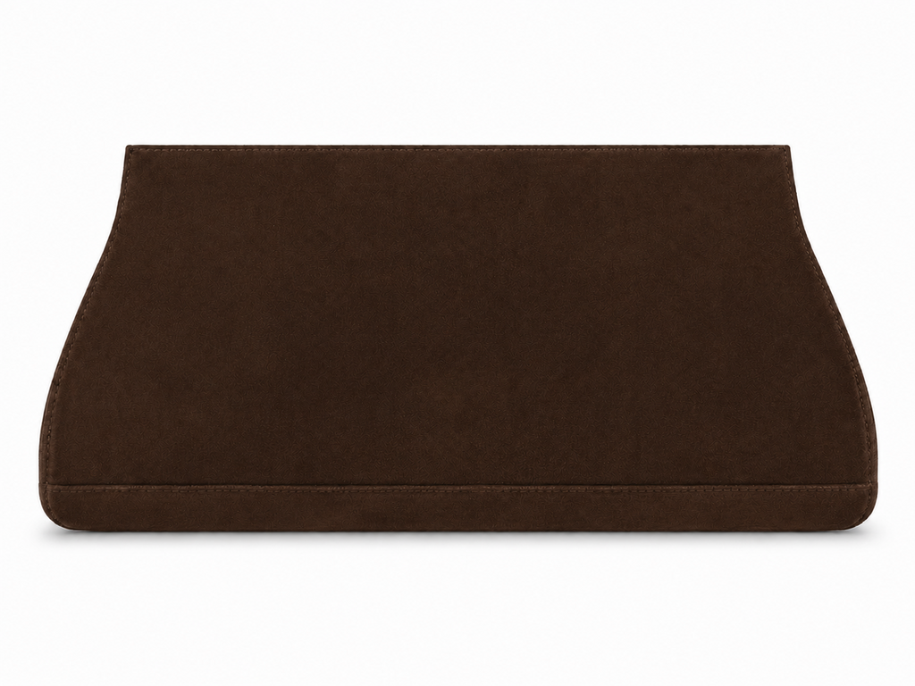 Suede Clutch — Chocolate, back view