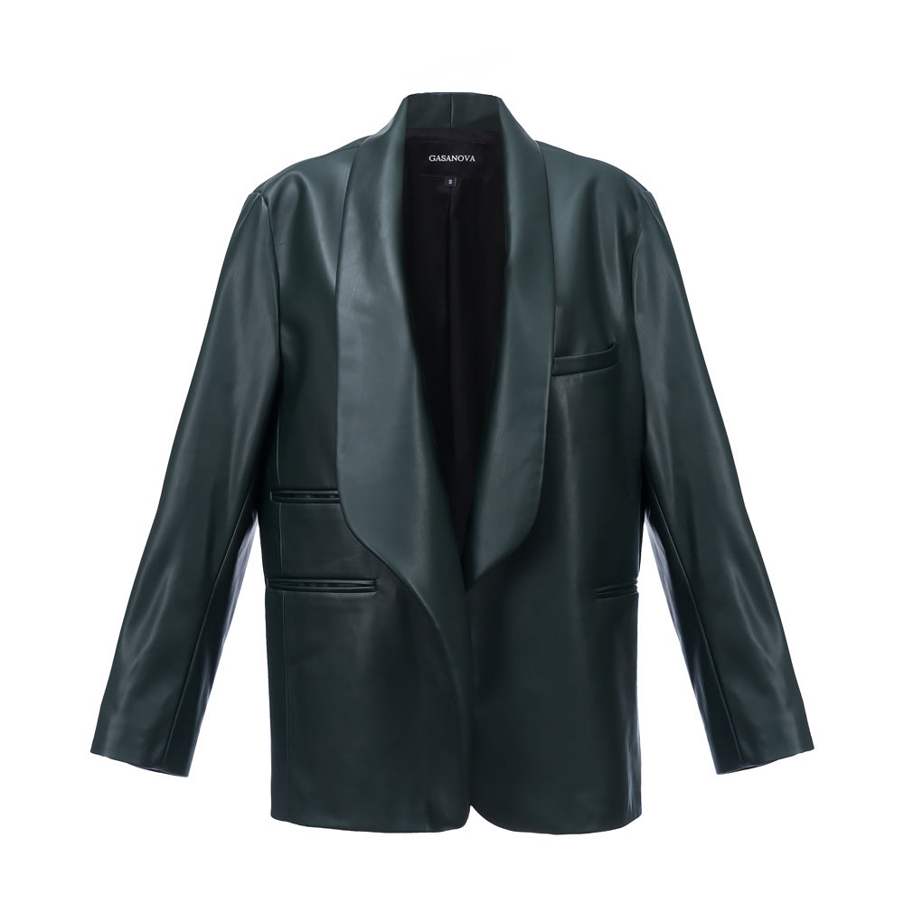 Жакет шалевий з екошкіри