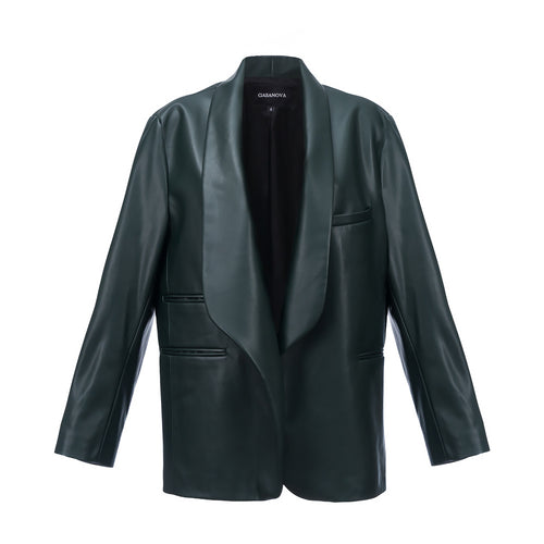 Shawl-Collar Eco-Leather Jacket | GASANOVA