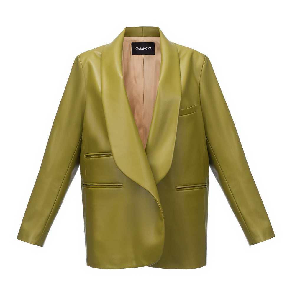 Жакет шалевий з екошкіри