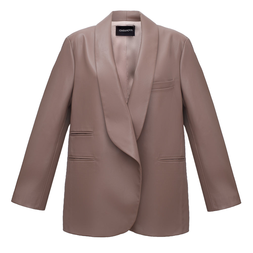 Жакет шалевий з екошкіри