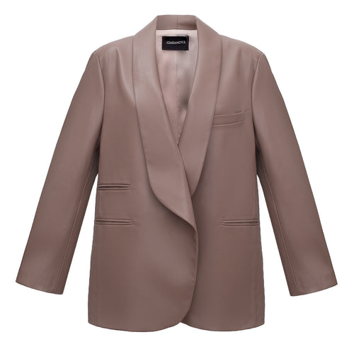 Shawl-Collar Eco-Leather Jacket | GASANOVA